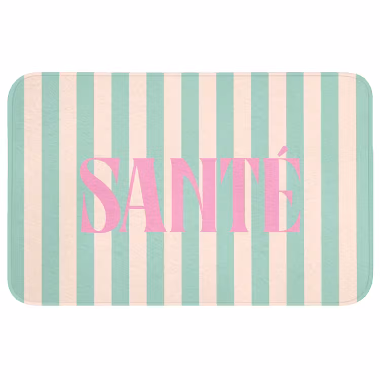 Wc Mat - Roze - Groen - Strepen - Santé — 1