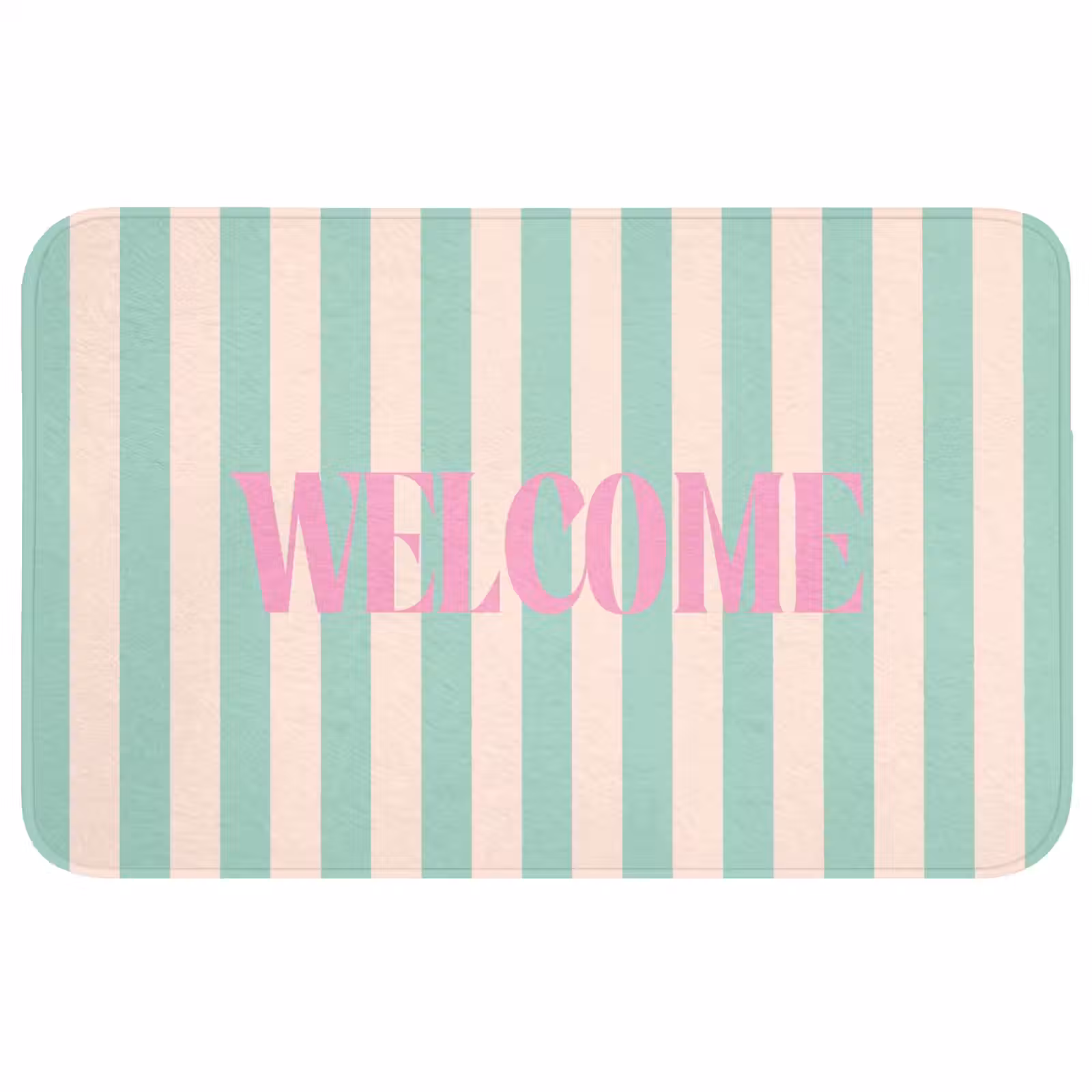 Wc Mat - Roze - Groen - Strepen - Welcome — 1