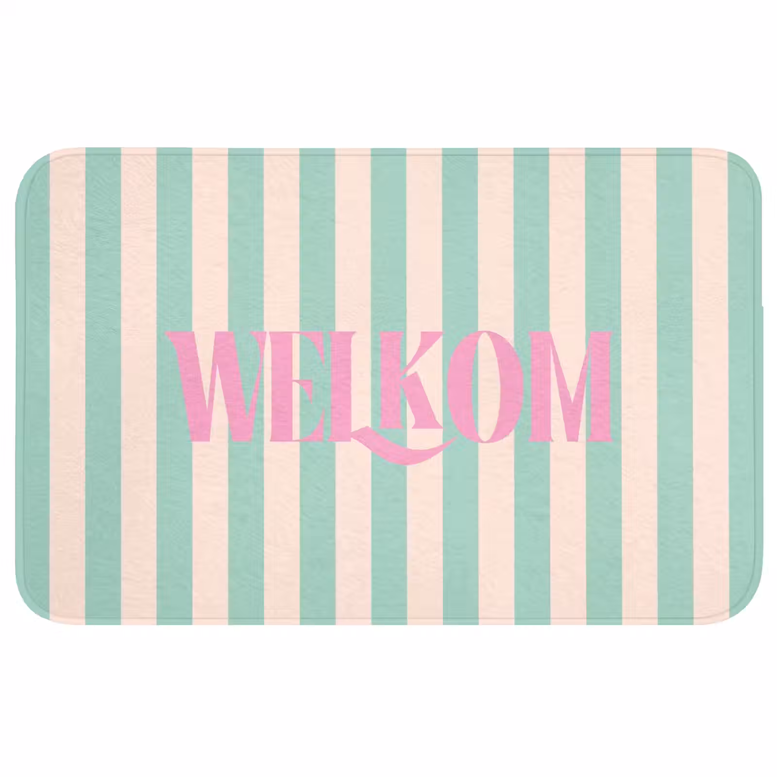 Wc Mat - Roze - Groen - Strepen - Welkom — 1