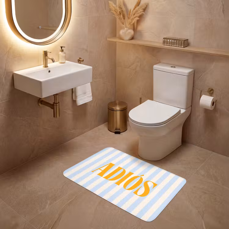 Wc Mat - Oranje - Blauw - Strepen - Adiós — 4