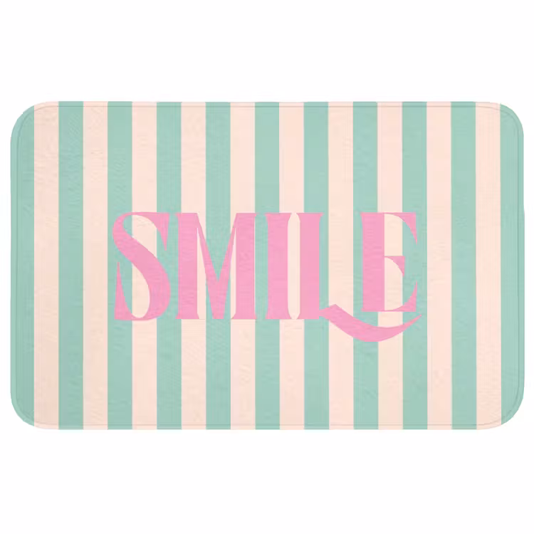 Wc Mat - Roze - Groen - Strepen - Smile — 1