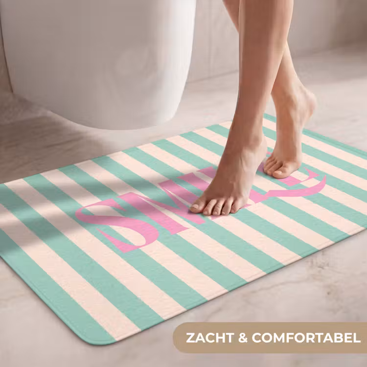 Wc Mat - Roze - Groen - Strepen - Smile — 7