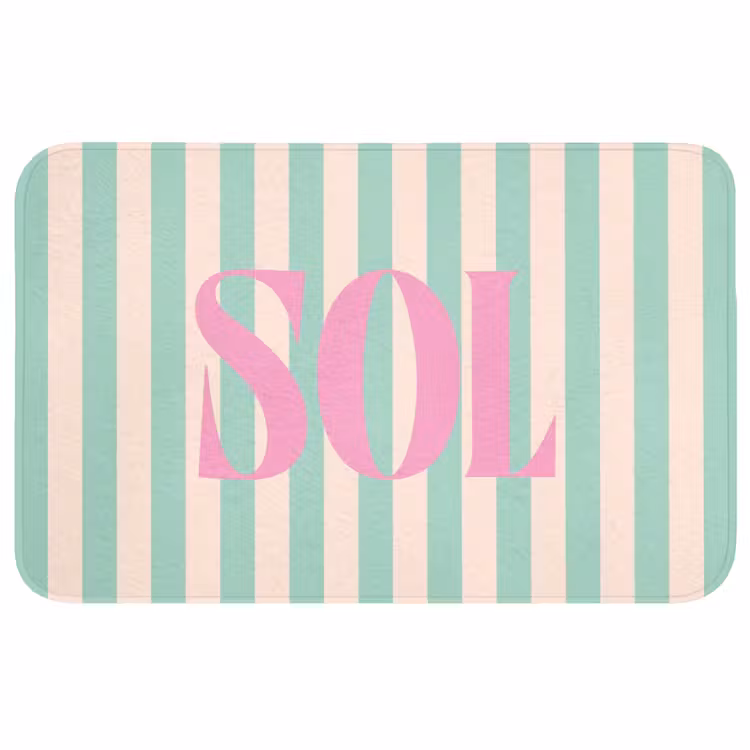 Wc Mat - Roze - Groen - Strepen - Sol — 1