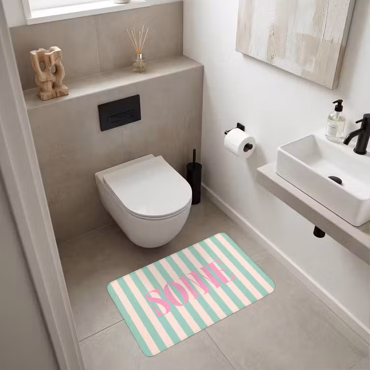Wc Mat - Roze - Groen - Strepen - Sonne — 6