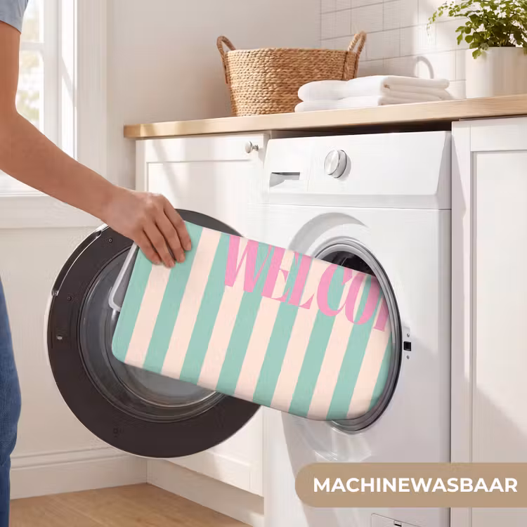 Wc Mat - Roze - Groen - Strepen - Welcome — 5