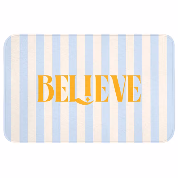 Wc Mat - Oranje - Blauw - Strepen - Believe — 1