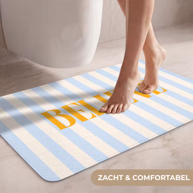 Wc Mat - Oranje - Blauw - Strepen - Believe — 7