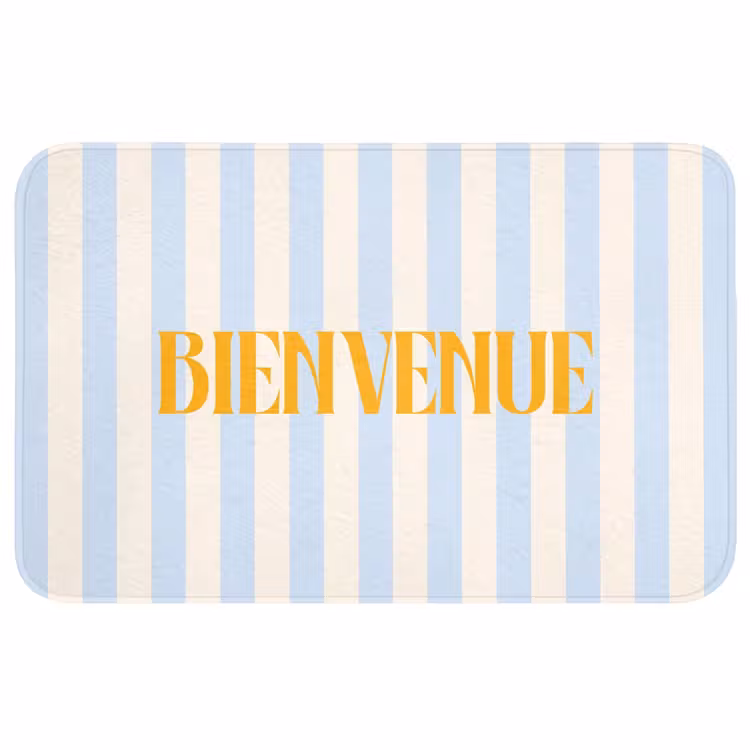 Wc Mat - Oranje - Blauw - Strepen - Bienvenue — 1