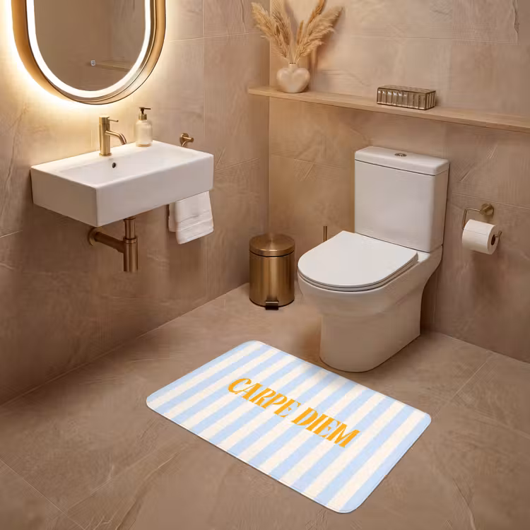 Wc Mat - Oranje - Blauw - Strepen - Carpe diem — 4