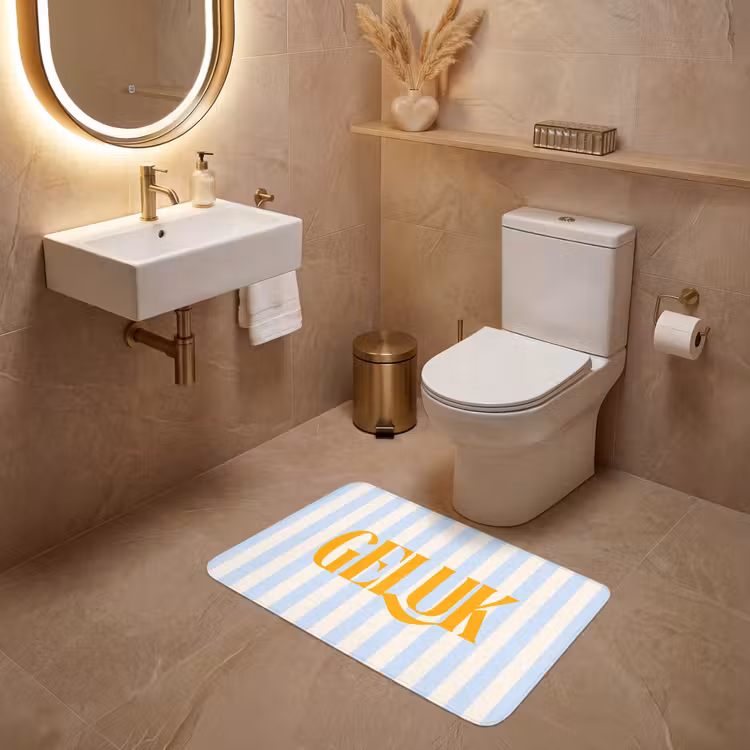 Wc Mat - Oranje - Blauw - Strepen - Geluk — 4