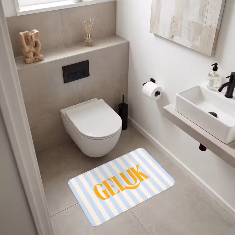 Wc Mat - Oranje - Blauw - Strepen - Geluk — 6