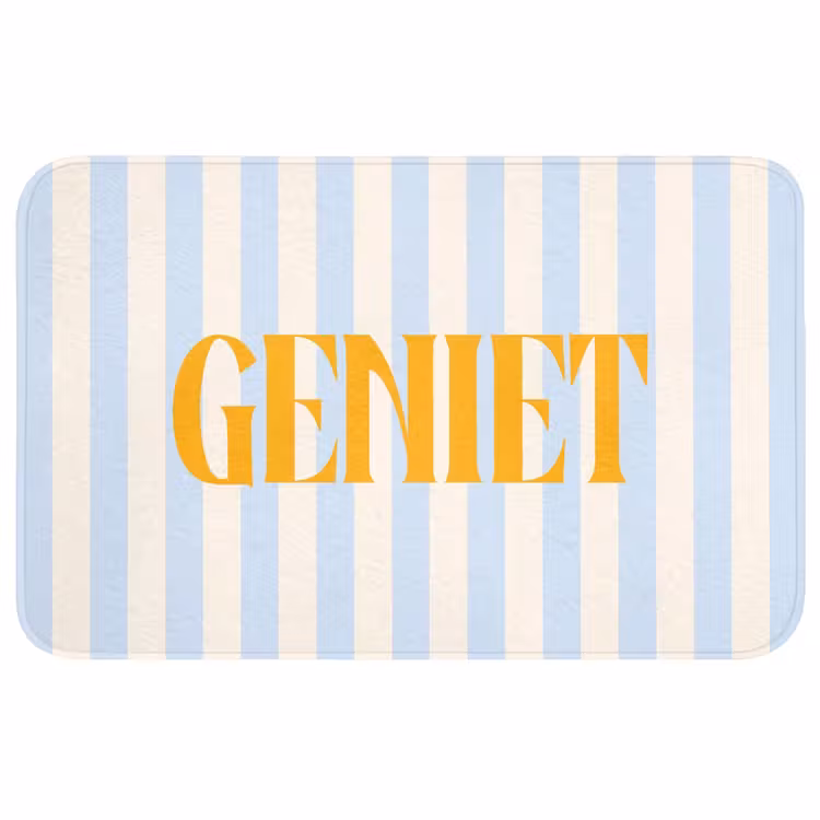 Wc Mat - Oranje - Blauw - Strepen - Geniet — 1