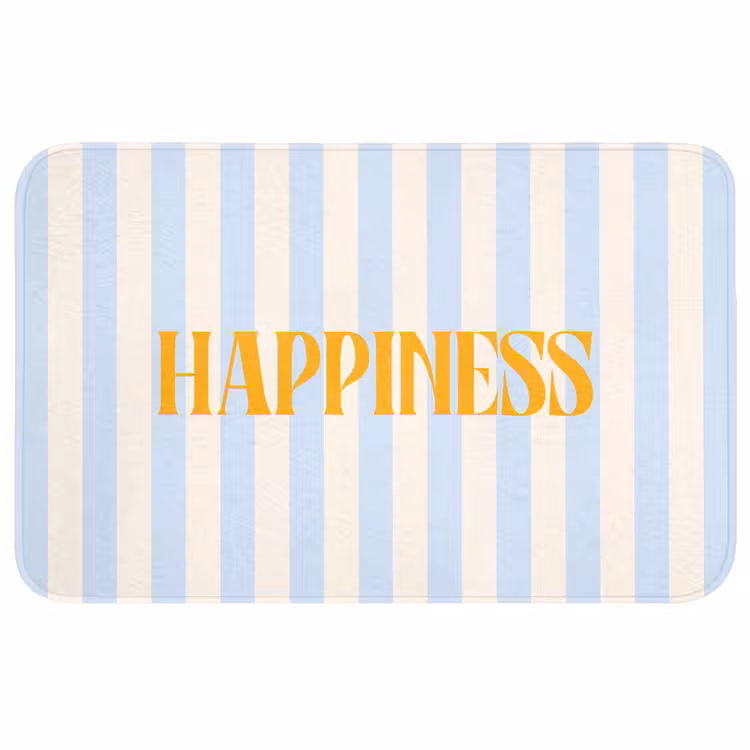 Wc Mat - Oranje - Blauw - Strepen - Happiness — 1