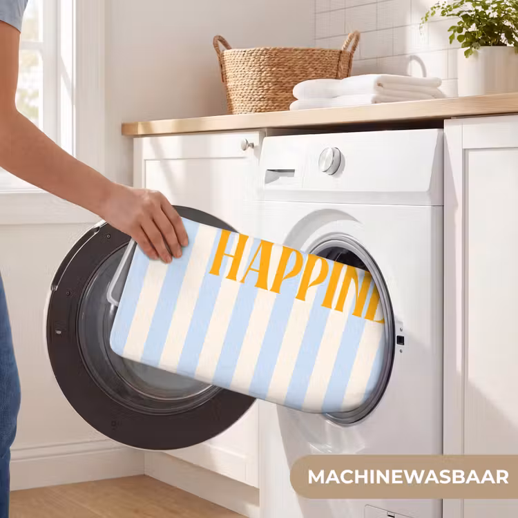 Wc Mat - Oranje - Blauw - Strepen - Happiness — 5