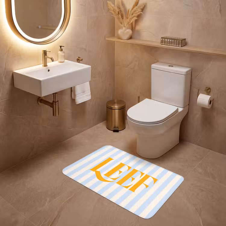 Wc Mat - Oranje - Blauw - Strepen - Leef — 4