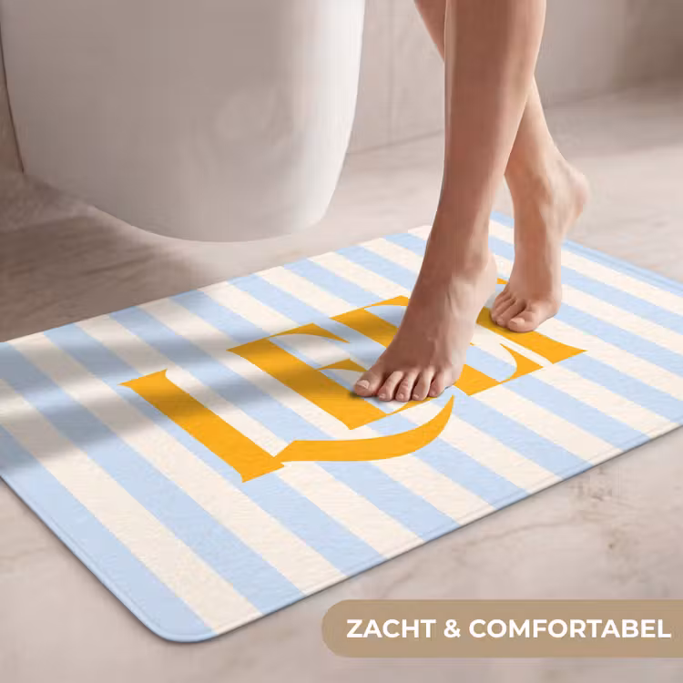 Wc Mat - Oranje - Blauw - Strepen - Leef — 7