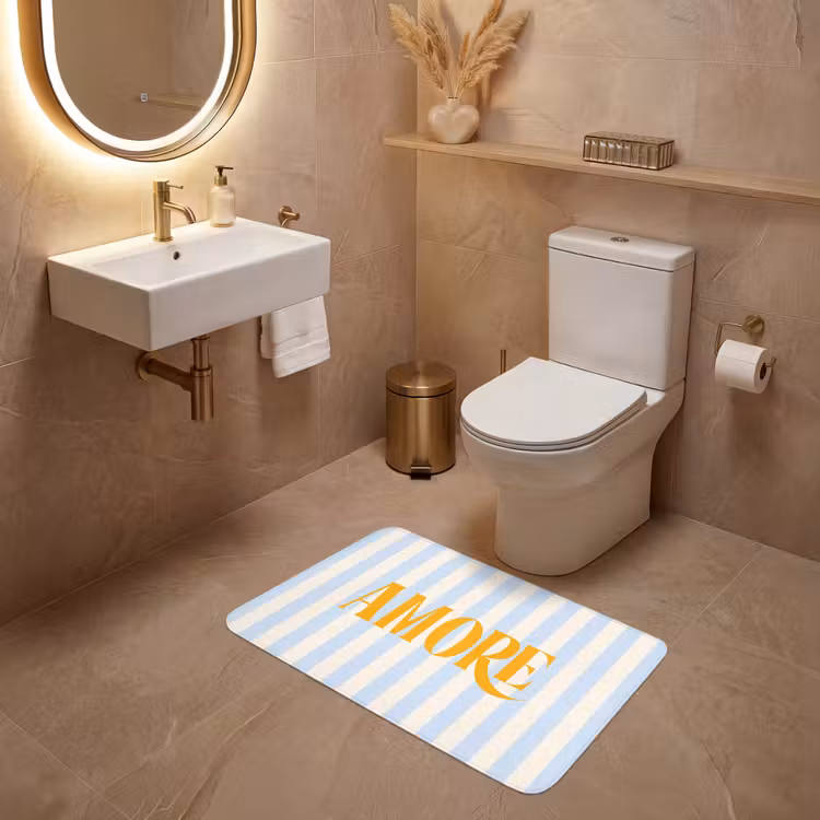 Wc Mat - Oranje - Blauw - Strepen - Amore — 4