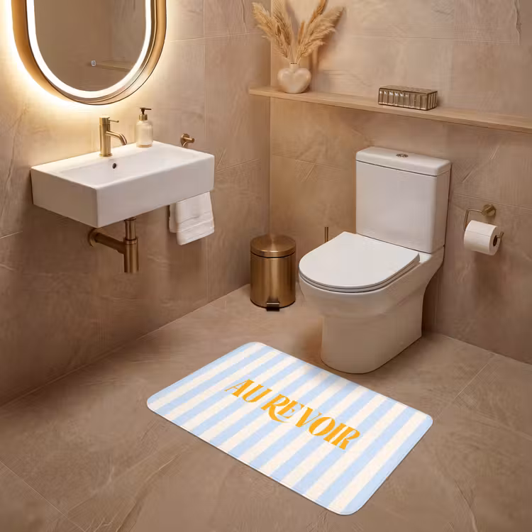 Wc Mat - Oranje - Blauw - Strepen - Au revoir — 4