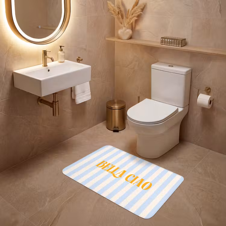 Wc Mat - Oranje - Blauw - Strepen - Bella ciao — 4