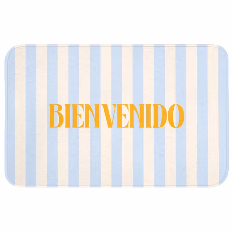 Wc Mat - Oranje - Blauw - Strepen - Bienvenido — 1