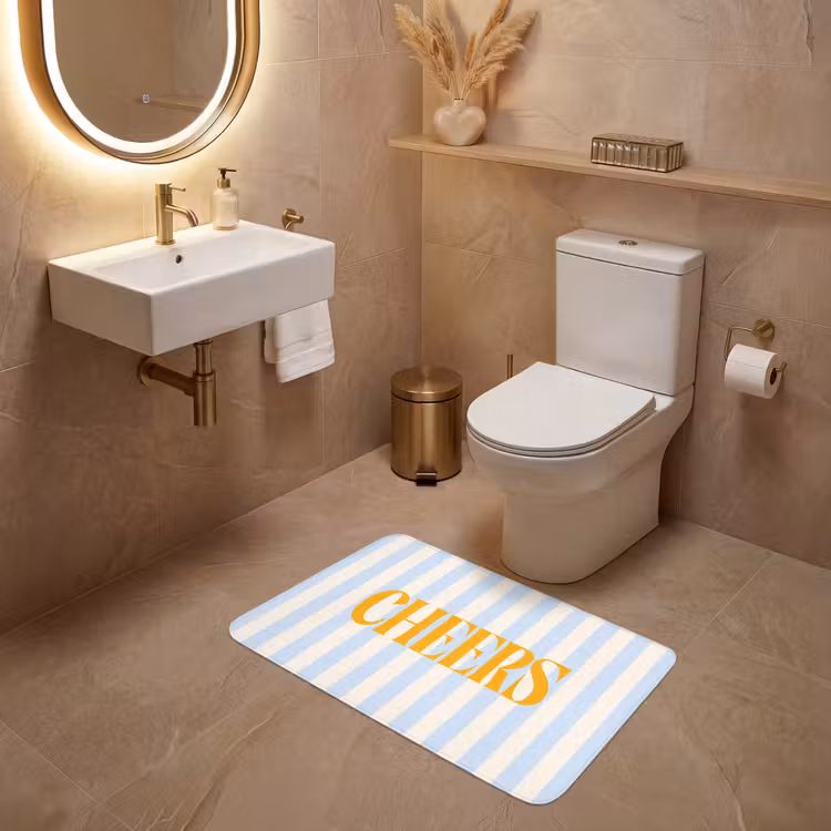 Wc Mat - Oranje - Blauw - Strepen - Cheers — 4