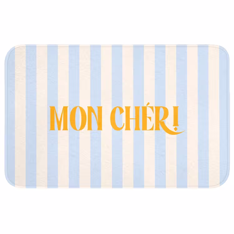 Wc Mat - Oranje - Blauw - Strepen - Mon chéri — 1