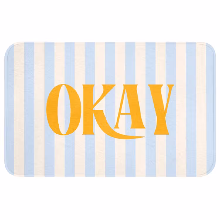 Wc Mat - Oranje - Blauw - Strepen - Okay — 1