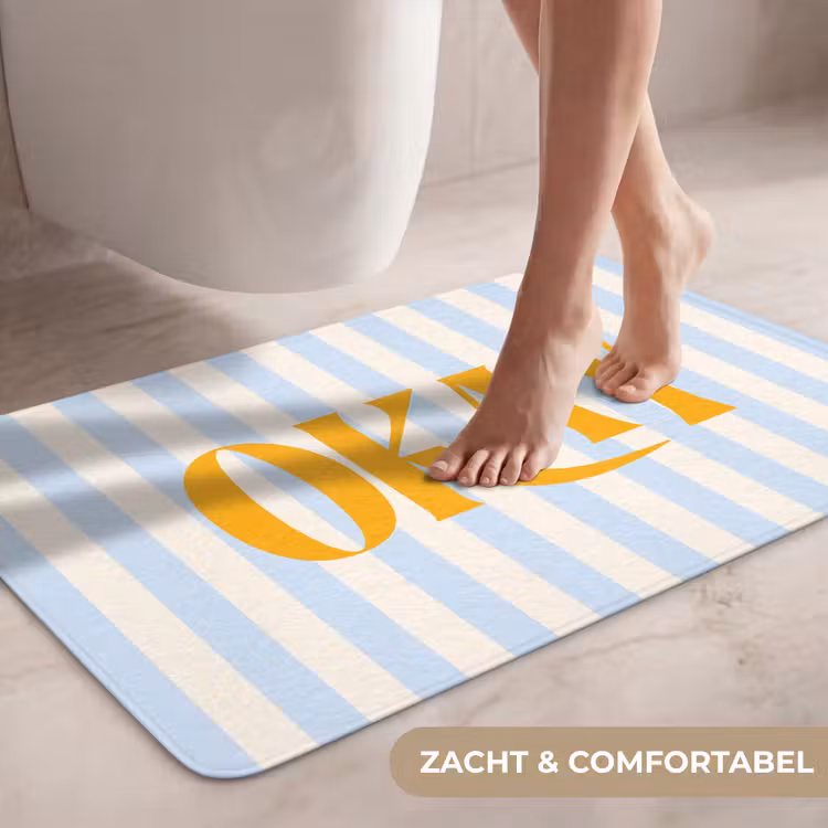 Wc Mat - Oranje - Blauw - Strepen - Okay — 7