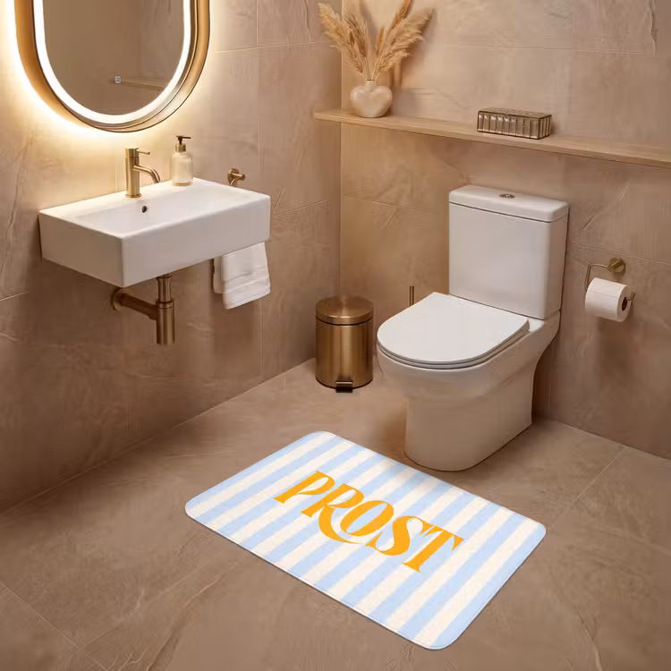 Wc Mat - Oranje - Blauw - Strepen - Prost — 4