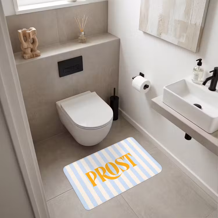 Wc Mat - Oranje - Blauw - Strepen - Prost — 6