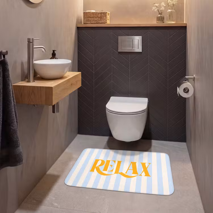 Wc Mat - Oranje - Blauw - Strepen - Relax — 2