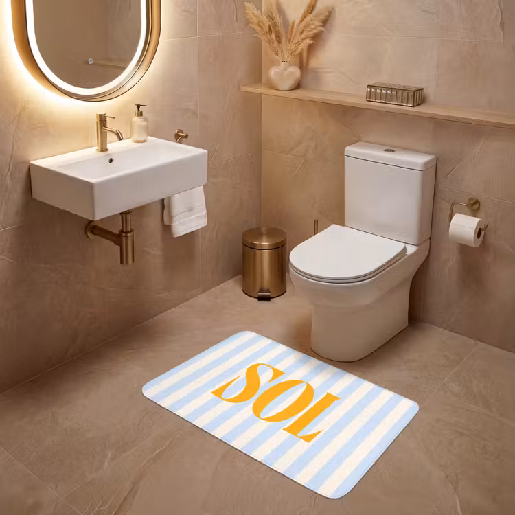 Wc Mat - Oranje - Blauw - Strepen - Sol — 4