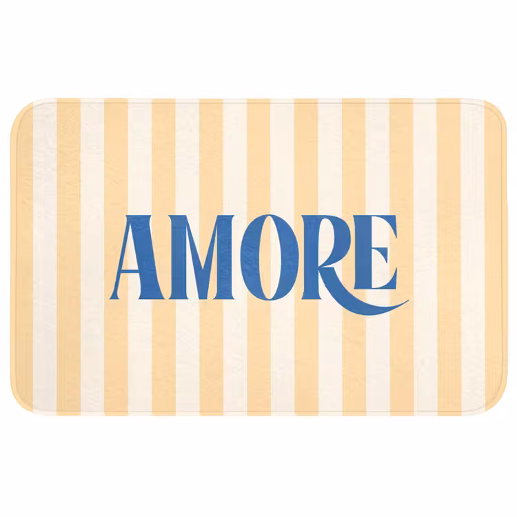 Wc Mat - Blauw - Geel - Strepen - Amore — 1