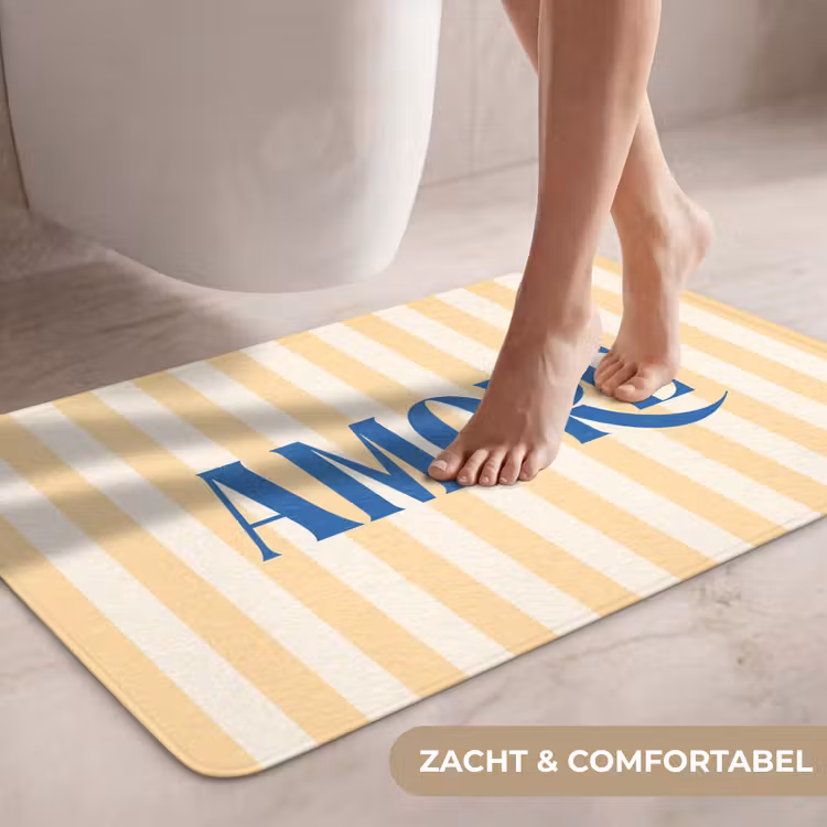 Wc Mat - Blauw - Geel - Strepen - Amore — 7