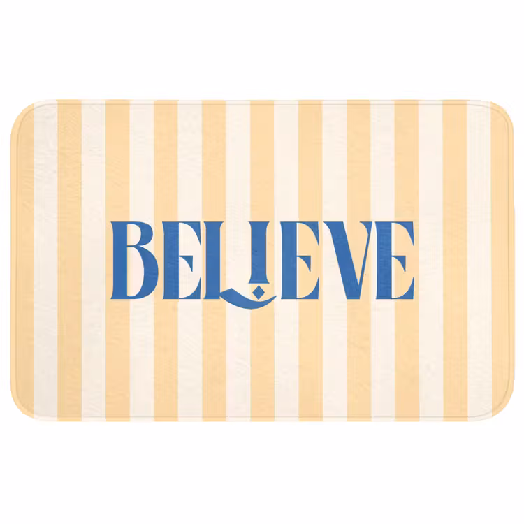 Wc Mat - Blauw - Geel - Strepen - Believe — 1