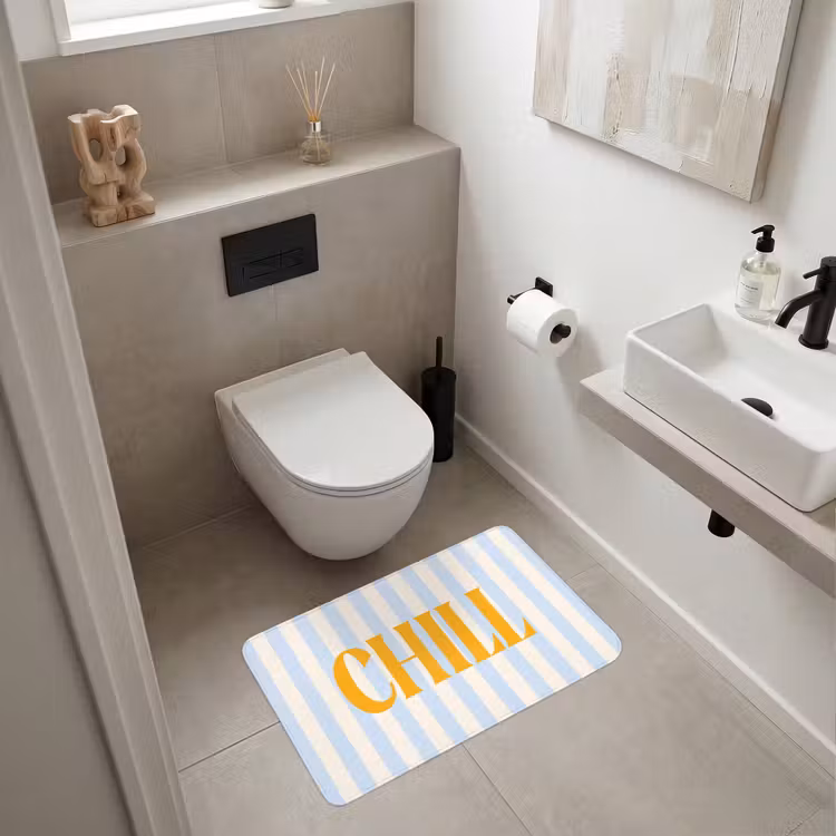 Wc Mat - Oranje - Blauw - Strepen - Chill — 6