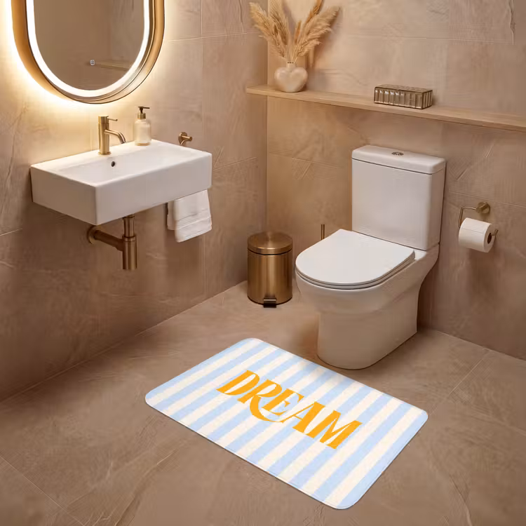 Wc Mat - Oranje - Blauw - Strepen - Dream — 4