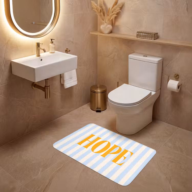 Wc Mat - Oranje - Blauw - Strepen - Hope — 4