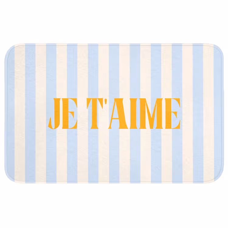 Wc Mat - Oranje - Blauw - Strepen - Je t'aime — 1