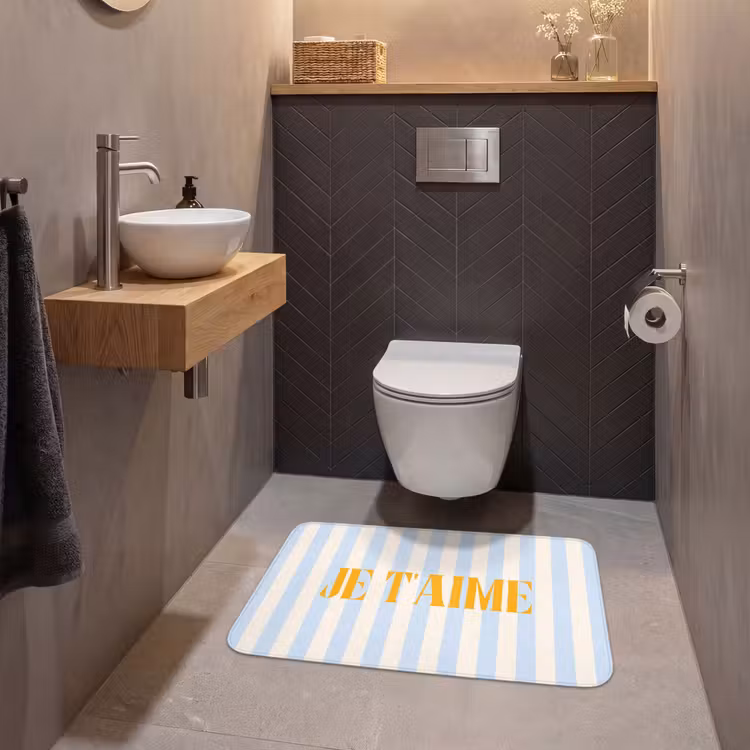 Wc Mat - Oranje - Blauw - Strepen - Je t'aime — 2