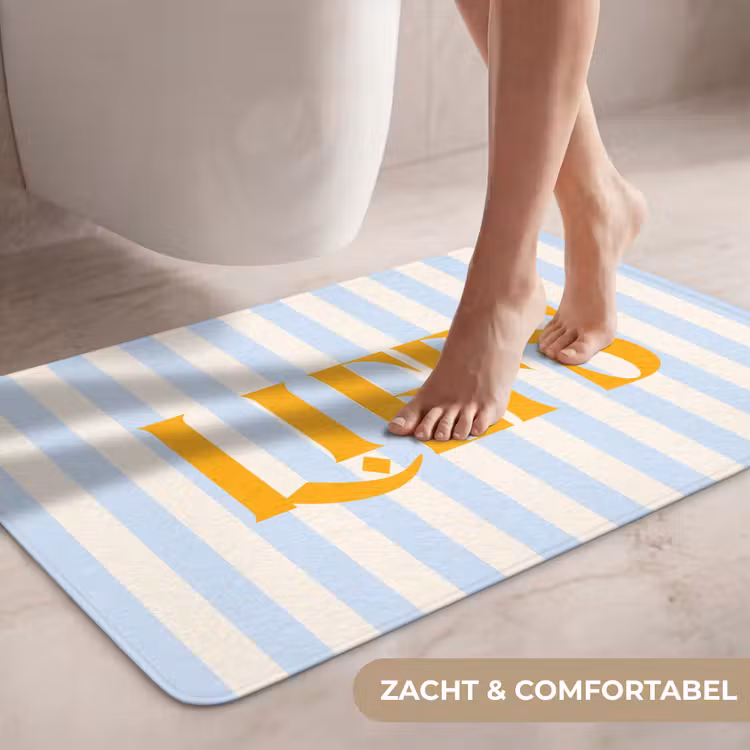 Wc Mat - Oranje - Blauw - Strepen - Liefs — 7