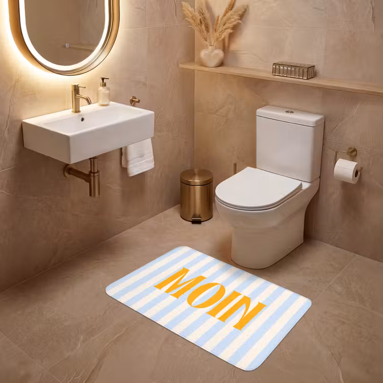 Wc Mat - Oranje - Blauw - Strepen - Moin — 4
