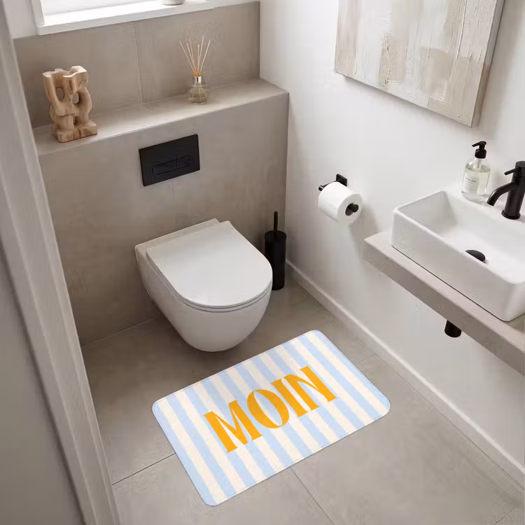 Wc Mat - Oranje - Blauw - Strepen - Moin — 6