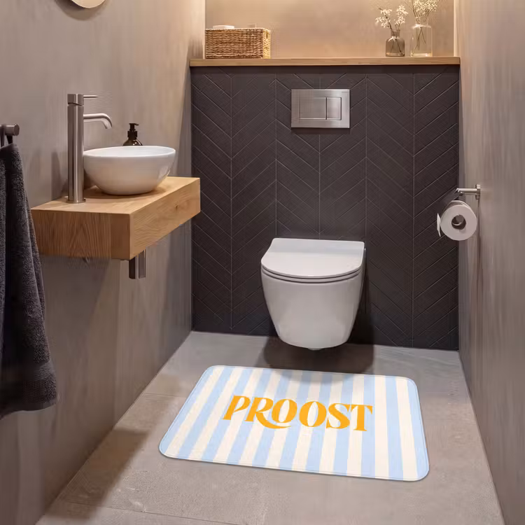 Wc Mat - Oranje - Blauw - Strepen - Proost — 2