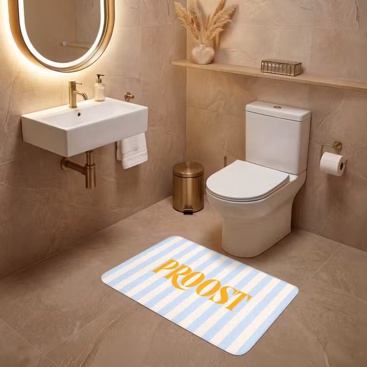 Wc Mat - Oranje - Blauw - Strepen - Proost — 4