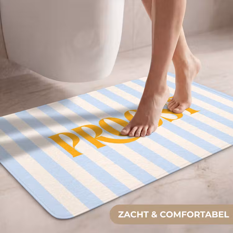 Wc Mat - Oranje - Blauw - Strepen - Proost — 7