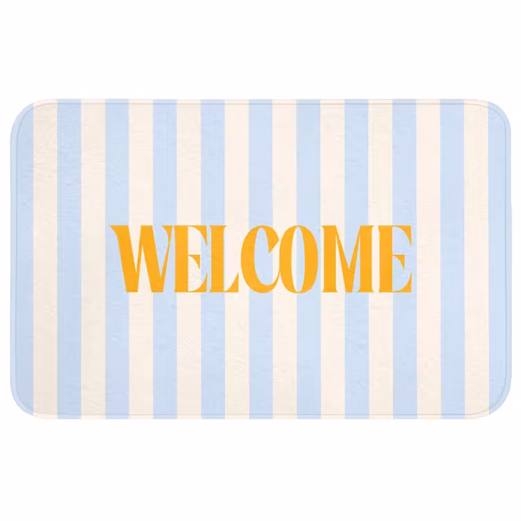 Wc Mat - Oranje - Blauw - Strepen - Welcome — 1