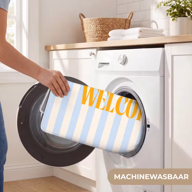 Wc Mat - Oranje - Blauw - Strepen - Welcome — 5