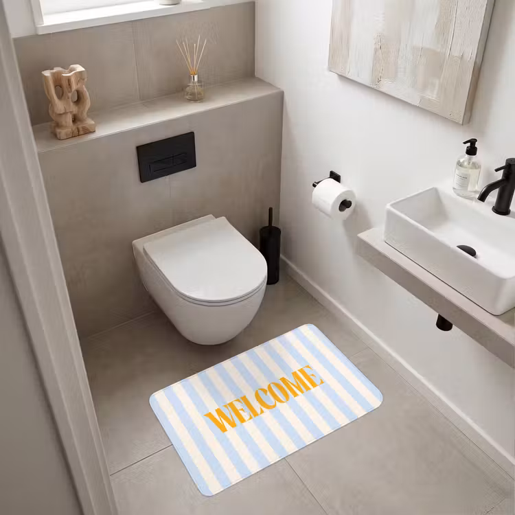Wc Mat - Oranje - Blauw - Strepen - Welcome — 6