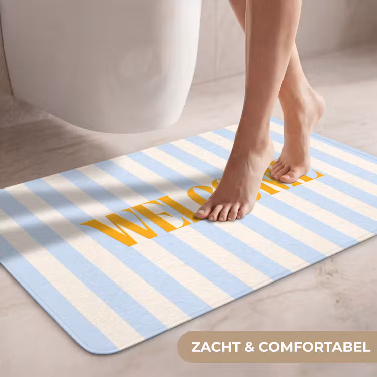 Wc Mat - Oranje - Blauw - Strepen - Welcome — 7